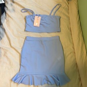 Misguided blue skirt set